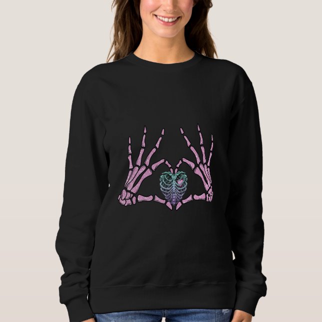 Sweatshirt Valentine Day Pastel Color Funny Heart Skeletal Ha (Devant)