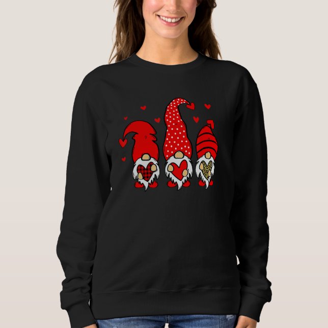 Sweatshirt Valentine Gnomes Holding Heart Leopard Happy Valen (Devant)