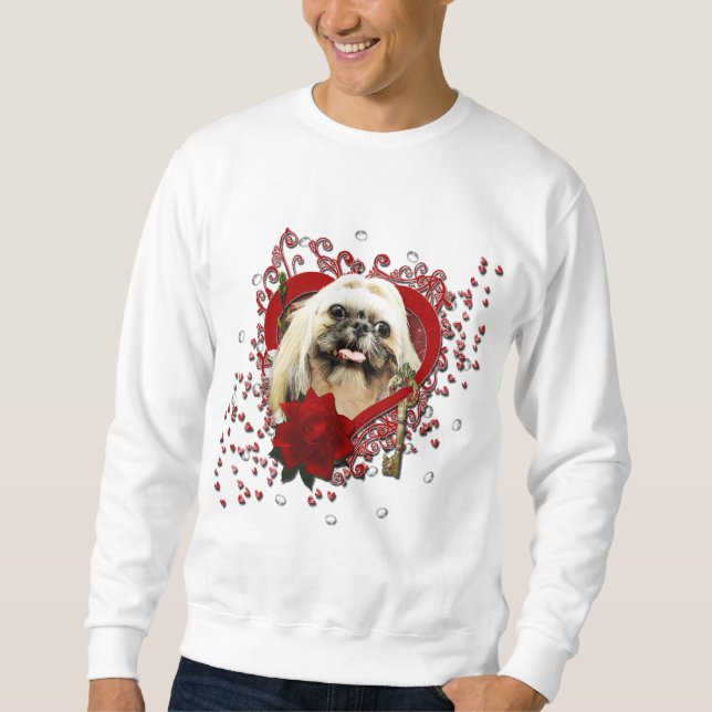 Sweatshirt Valentines - clé à mon coeur - Shih Tzu - opale (Devant)