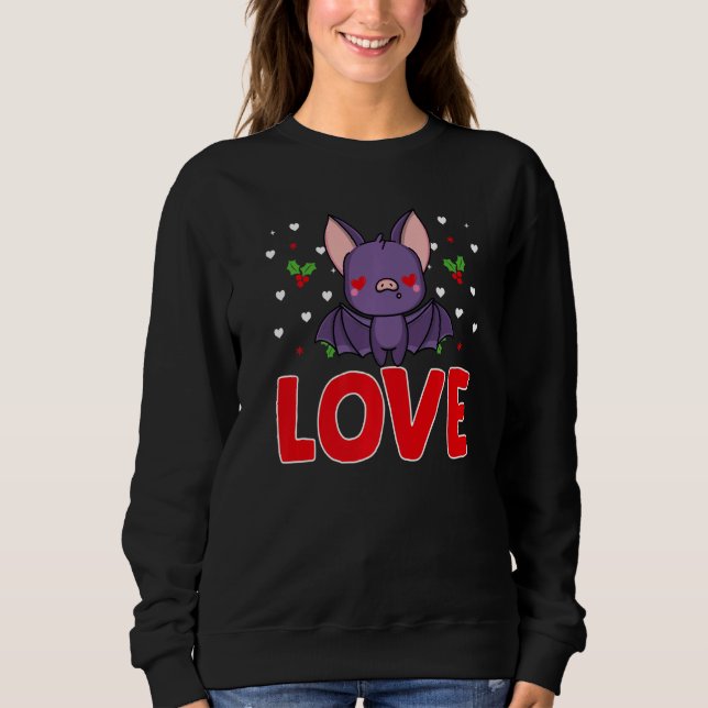 Sweatshirt Valentines Day 2023 Love Bat Hearts Boys Girls Kid (Devant)