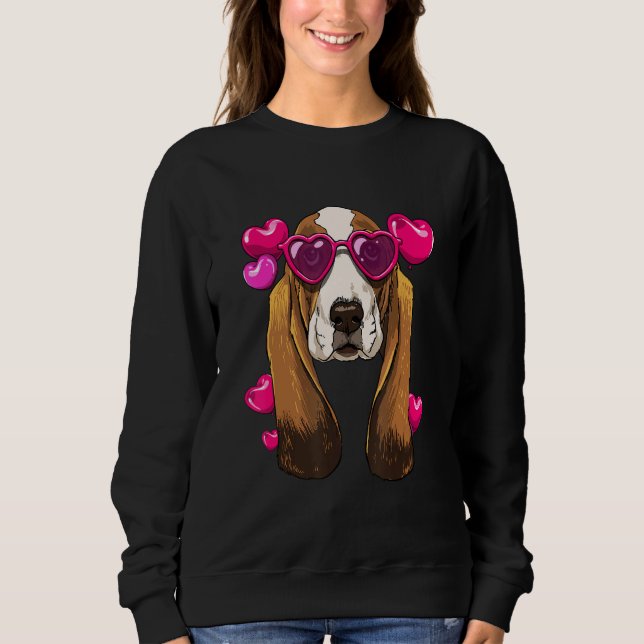 Sweatshirt Valentines Day Basset Hound Heart Couples Basset H (Devant)