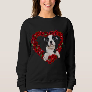 Sweatshirt Valentines Day Boston Terrier Coeur Rose Chien cad