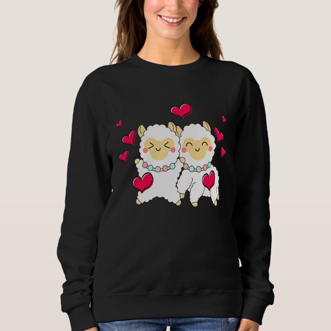 Sweatshirt Valentines Day Cute Alpaca  Boyfriend Girlfriend (Devant)