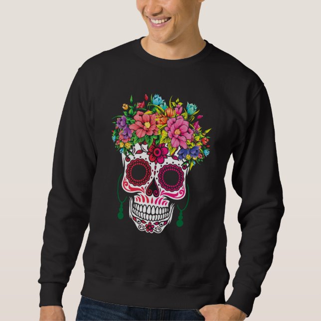 Sweatshirt Valentines Day Dia De Los Muertos Sugar Floral Val (Devant)