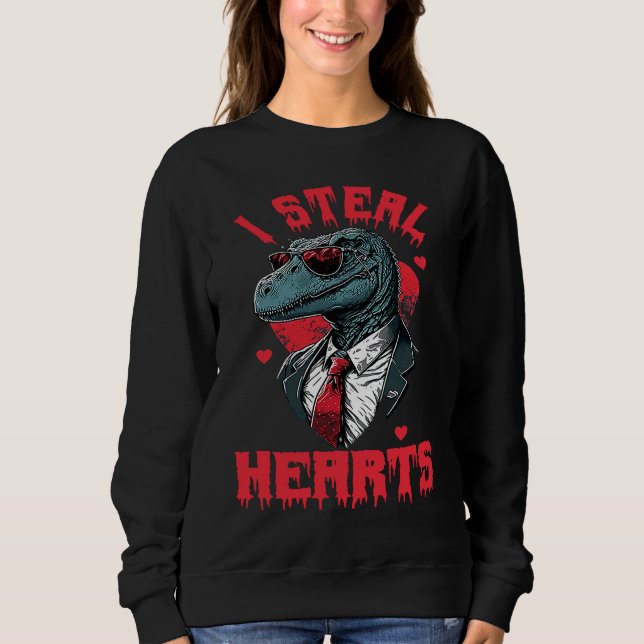 Sweatshirt Valentine's Day Dinosaur I Steal Hearts Boys Men L (Devant)