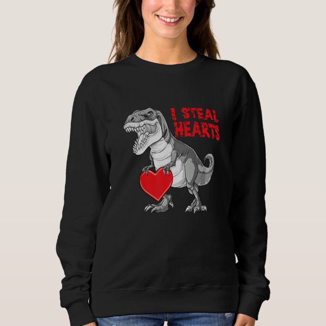 Sweatshirt Valentines Day Dinosaur I Steal Hearts Boys Men Lo (Devant)