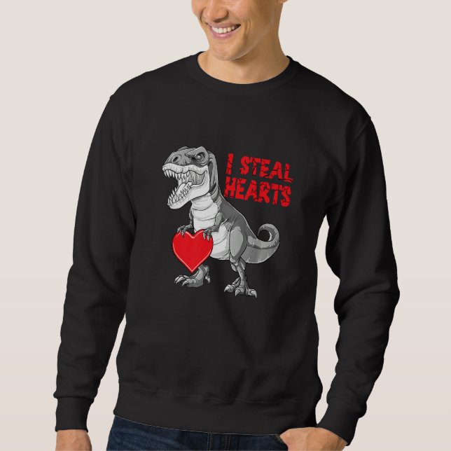 Sweatshirt Valentines Day Dinosaur I Steal Hearts Boys Men Lo (Devant)