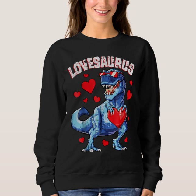 Sweatshirt Valentines Day Dinosaur Lovesaurus rex Boys Men Ki (Devant)