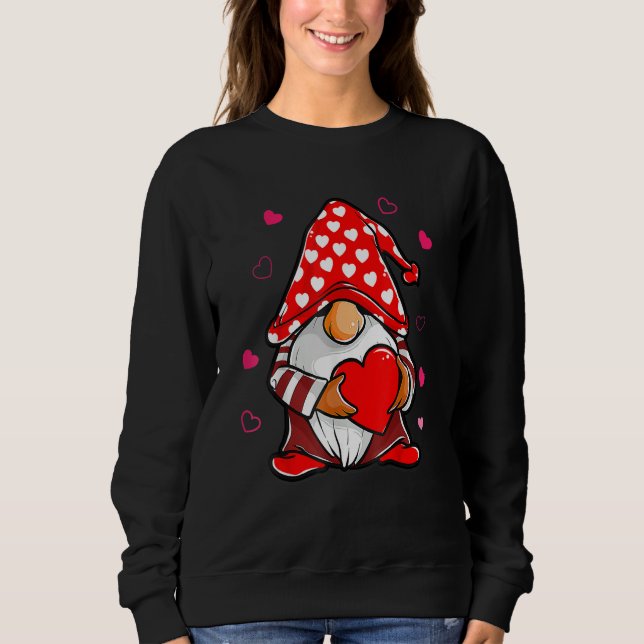 Sweatshirt Valentines Day Gnome Love Holding Red Heart (Devant)