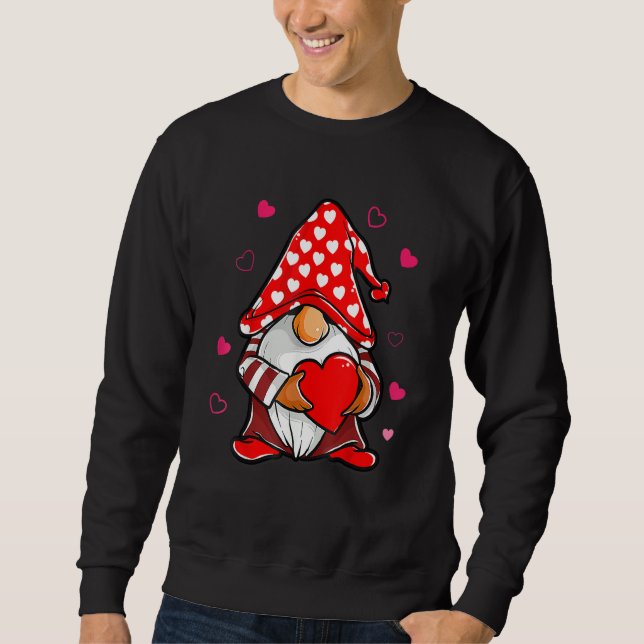 Sweatshirt Valentines Day Gnome Love Holding Red Heart (Devant)