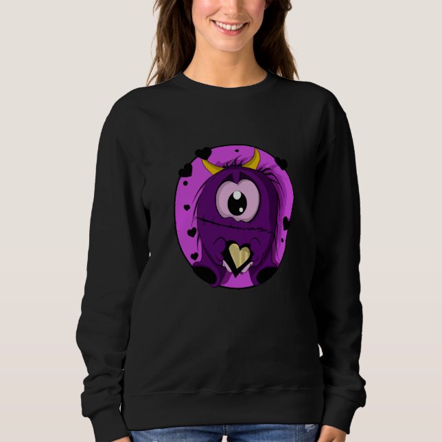 Sweatshirt Valentine's Day hearts monster  14 (Devant)