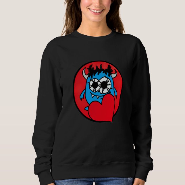 Sweatshirt Valentine's Day hearts monster  4 (Devant)