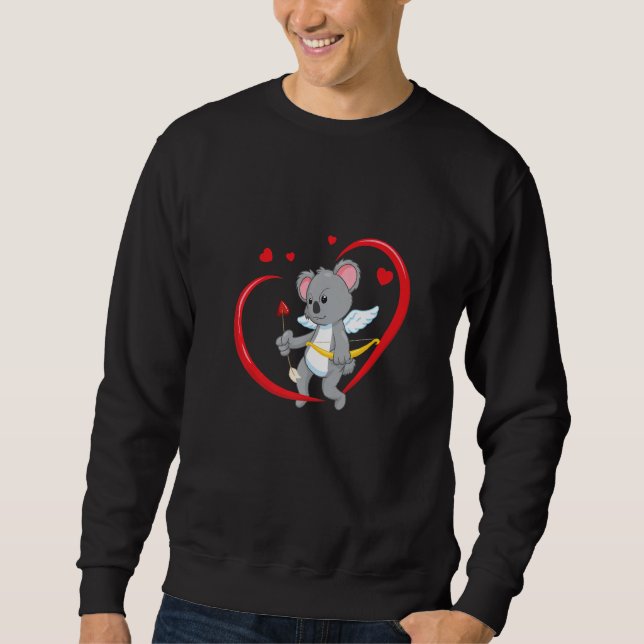 Sweatshirt Valentines Day Koala Bear with Heart Arrow Cupid K (Devant)