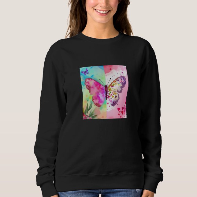 Sweatshirt Valentine's Day Love Heart Butterfly Girlfriend Fi (Devant)