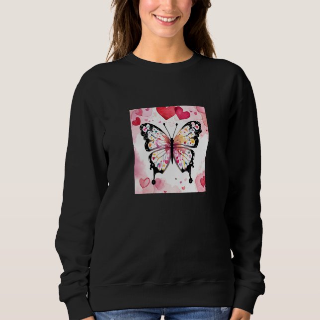 Sweatshirt Valentine's Day Love Heart Butterfly Girlfriend Fi (Devant)