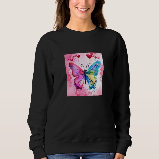Sweatshirt Valentine's Day Love Heart Butterfly Girlfriend Fi (Devant)