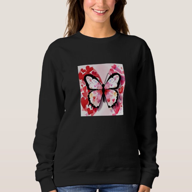 Sweatshirt Valentine's Day Love Heart Butterfly Girlfriend Fi (Devant)