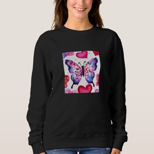 Sweatshirt Valentine's Day Love Heart Butterfly Girlfriend Fi (Devant)
