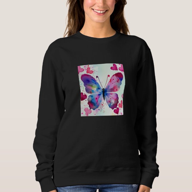 Sweatshirt Valentine's Day Love Heart Butterfly Girlfriend Fi (Devant)