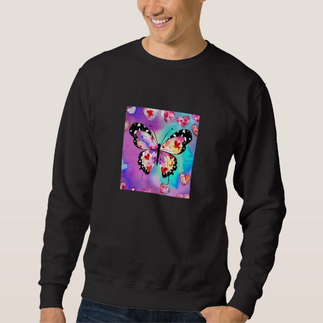 Sweatshirt Valentine's Day Love Heart Butterfly Girlfriend Fi (Devant)