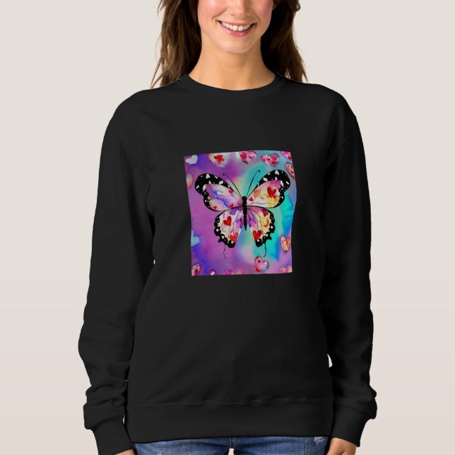 Sweatshirt Valentine's Day Love Heart Butterfly Girlfriend Fi (Devant)