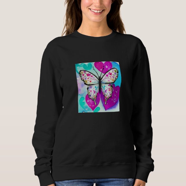Sweatshirt Valentine's Day Love Heart Butterfly Girlfriend Fi (Devant)