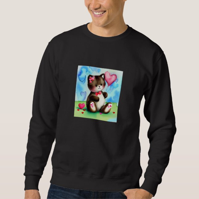 Sweatshirt Valentine's Day Love Heart Cat Teddy Girlfriend Fi (Devant)