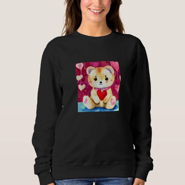 Sweatshirt Valentine's Day Love Heart Cat Teddy Girlfriend Fi (Devant)