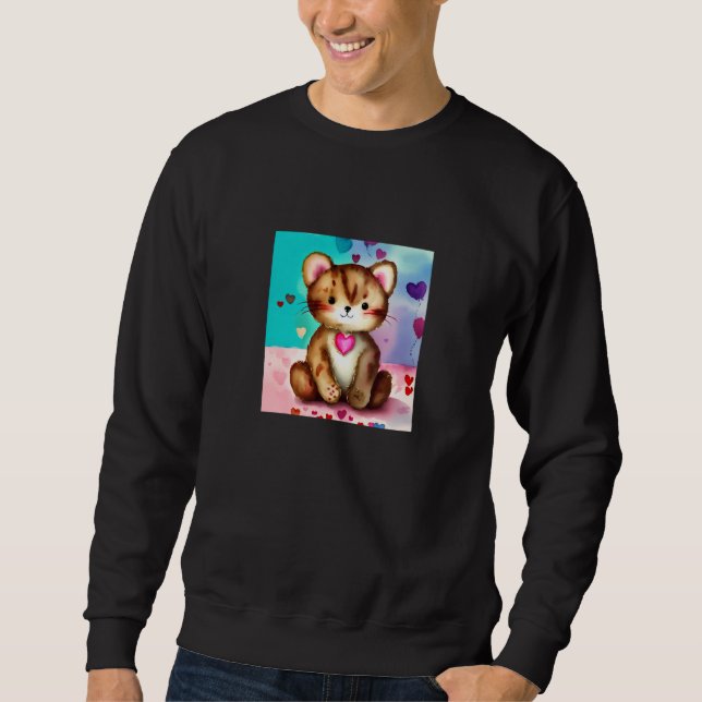 Sweatshirt Valentine's Day Love Heart Cat Teddy Girlfriend Fi (Devant)