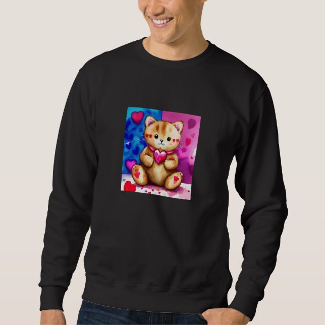Sweatshirt Valentine's Day Love Heart Cat Teddy Girlfriend Fi (Devant)