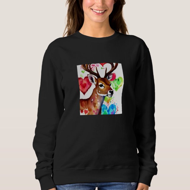 Sweatshirt Valentine's Day Love Heart Cute Deer Girlfriend Fi (Devant)