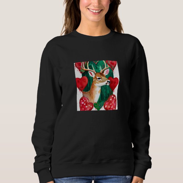 Sweatshirt Valentine's Day Love Heart Cute Deer Girlfriend Fi (Devant)