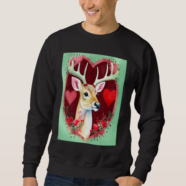 Sweatshirt Valentine's Day Love Heart Cute Deer Girlfriend Fi (Devant)
