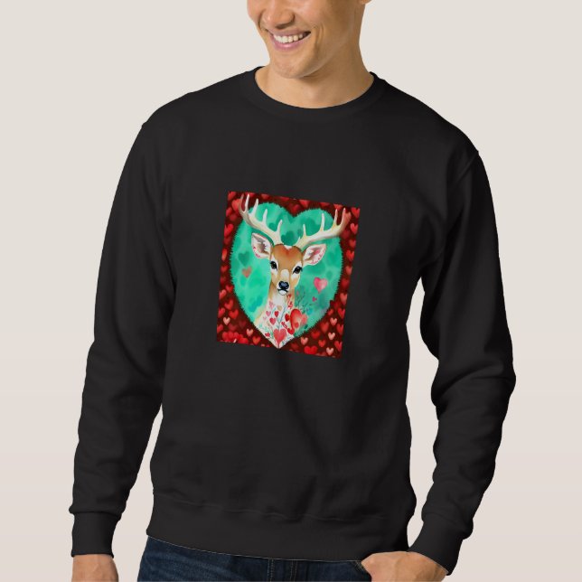 Sweatshirt Valentine's Day Love Heart Cute Deer Girlfriend Fi (Devant)