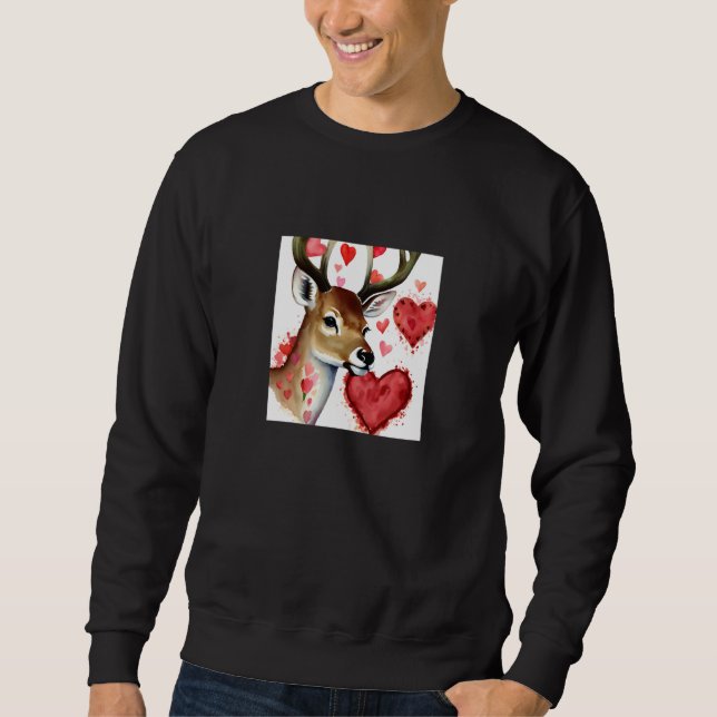 Sweatshirt Valentine's Day Love Heart Cute Deer Girlfriend Fi (Devant)