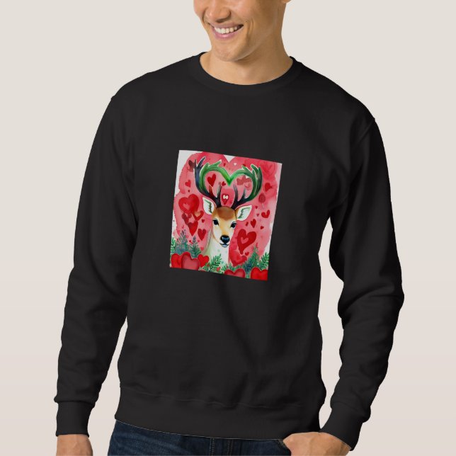 Sweatshirt Valentine's Day Love Heart Cute Deer Girlfriend Fi (Devant)