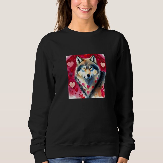 Sweatshirt Valentine's Day Love Heart Cute Wolf Girlfriend Fi (Devant)
