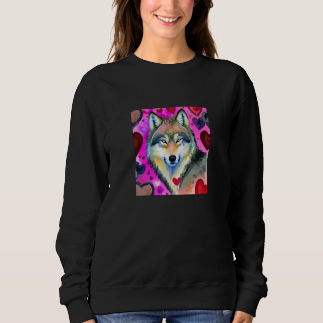 Sweatshirt Valentine's Day Love Heart Cute Wolf Girlfriend Fi (Devant)