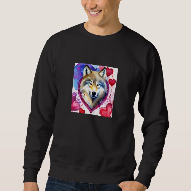 Sweatshirt Valentine's Day Love Heart Cute Wolf Girlfriend Fi (Devant)