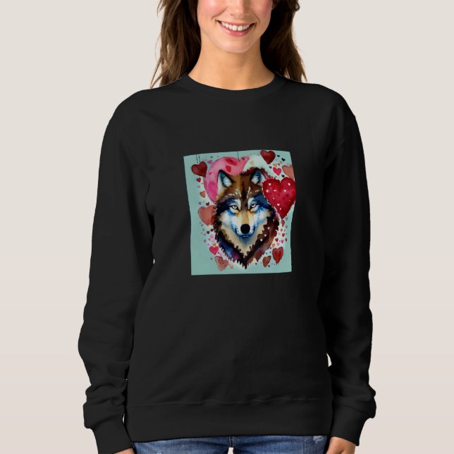 Sweatshirt Valentine's Day Love Heart Cute Wolf Girlfriend Fi (Devant)