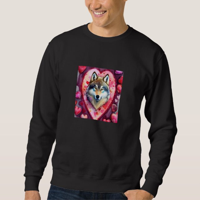 Sweatshirt Valentine's Day Love Heart Cute Wolf Girlfriend Fi (Devant)