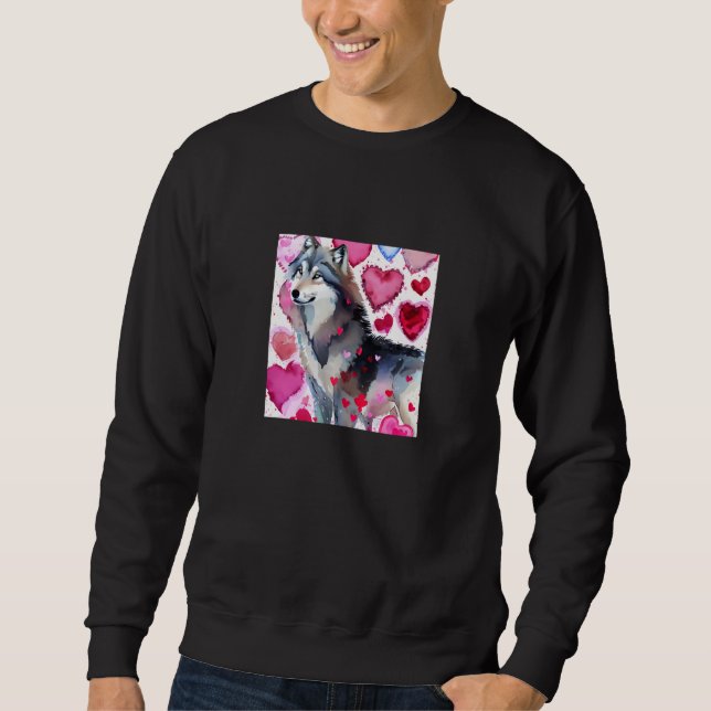 Sweatshirt Valentine's Day Love Heart Cute Wolf Girlfriend Fi (Devant)