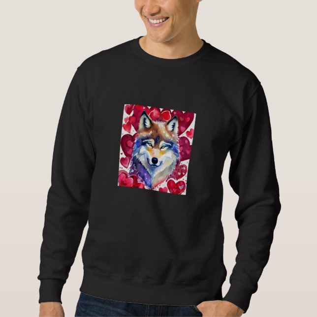 Sweatshirt Valentine's Day Love Heart Cute Wolf Girlfriend Fi (Devant)
