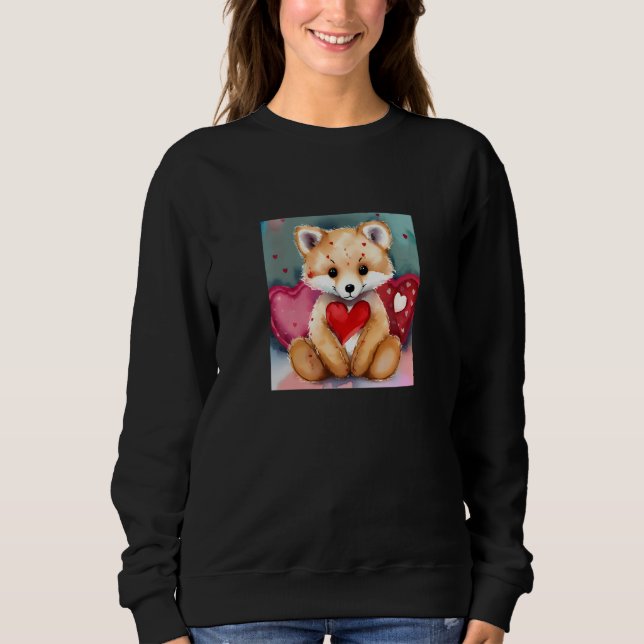 Sweatshirt Valentine's Day Love Heart Fox Teddy Girlfriend Fi (Devant)