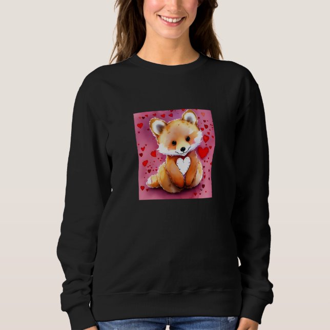 Sweatshirt Valentine's Day Love Heart Fox Teddy Girlfriend Fi (Devant)