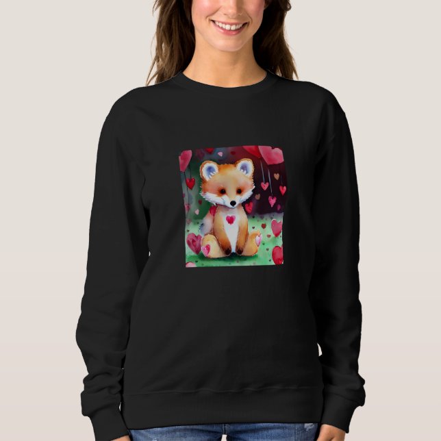 Sweatshirt Valentine's Day Love Heart Fox Teddy Girlfriend Fi (Devant)