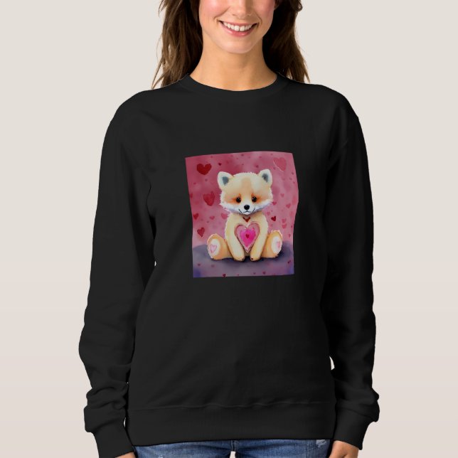 Sweatshirt Valentine's Day Love Heart Fox Teddy Girlfriend Fi (Devant)