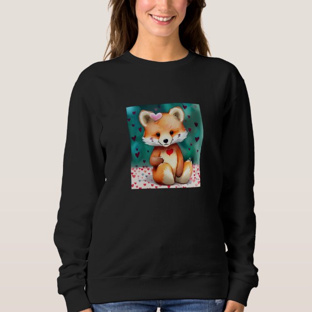 Sweatshirt Valentine's Day Love Heart Fox Teddy Girlfriend Fi (Devant)