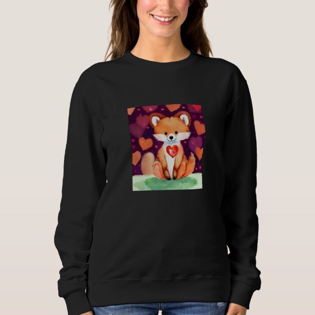 Sweatshirt Valentine's Day Love Heart Fox Teddy Girlfriend Fi (Devant)