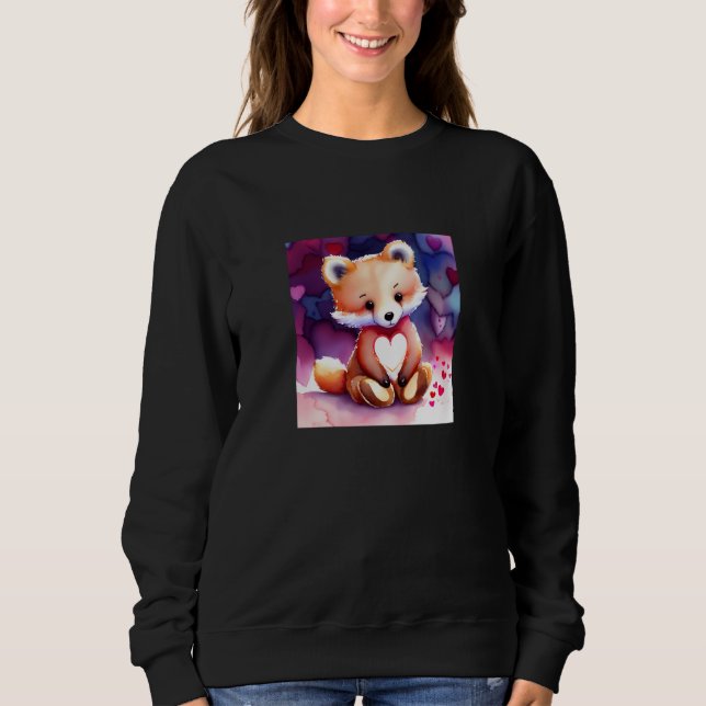 Sweatshirt Valentine's Day Love Heart Fox Teddy Girlfriend Fi (Devant)